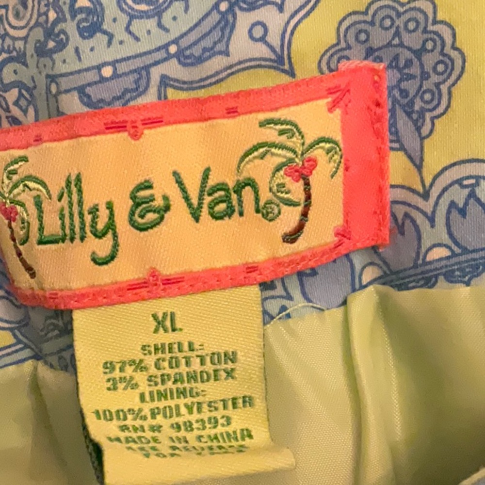 Lilly & Van  Paisley Faux Wrap Skirt - Blue and Chartreuse - Picture 7 of 8